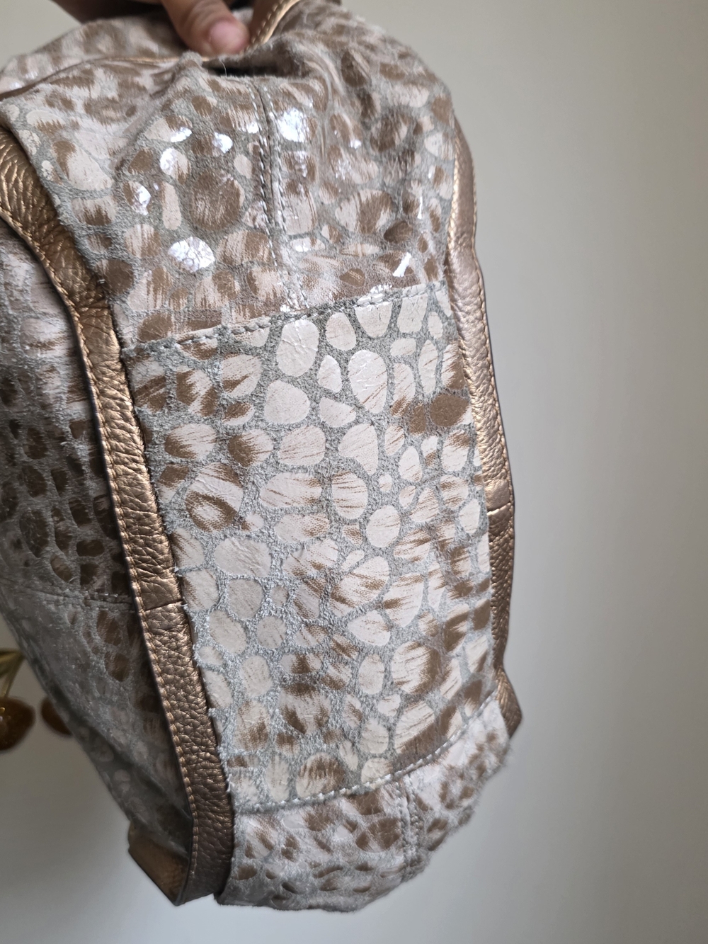 b. makowsky Beige and Brown Leopard-Print Hobo Bag with Gold Accents - Picture 5 of 7